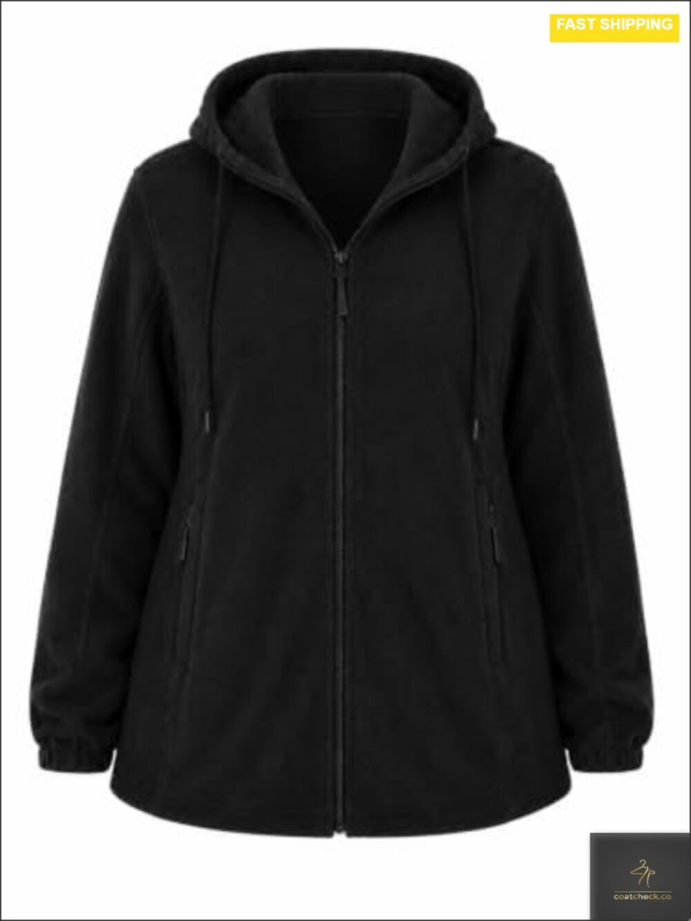 Plus Size Fleece Jacket Women Zip Up Hooded Warm Coat